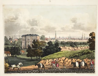 Miasto Bruksela, od wejścia do Foret de Soigne, z barierą, pub H. Colburn, 1816